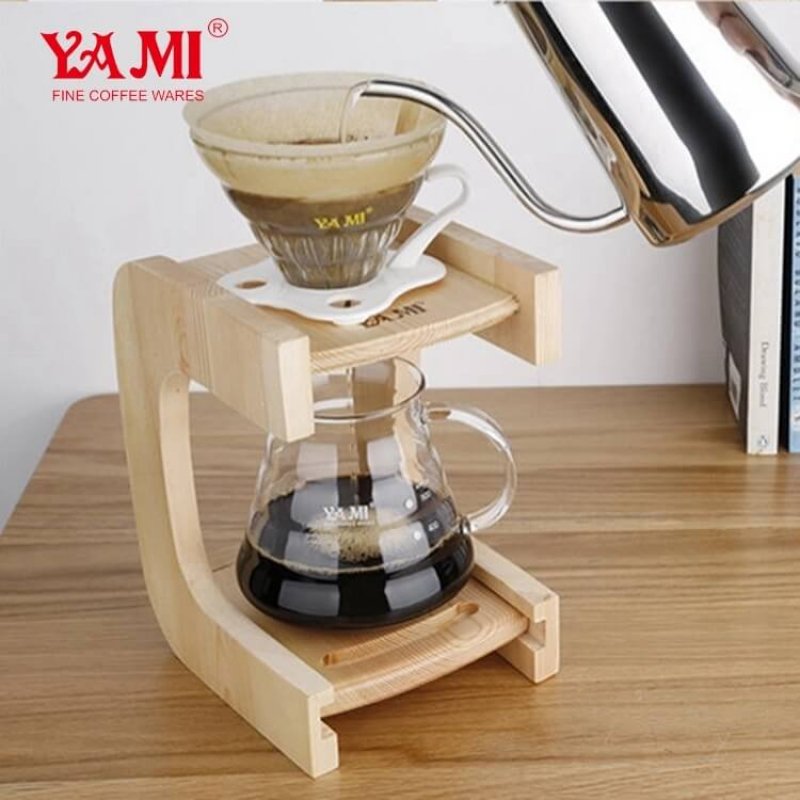 Wooden Pour Over Coffee Tea Drip Standone Hole Pine Coffee