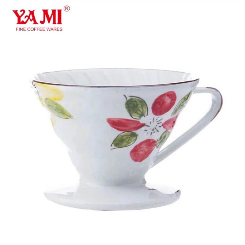 Hand Painted Ceramic Coffee Dripper With Standporcelain Coffee Filter